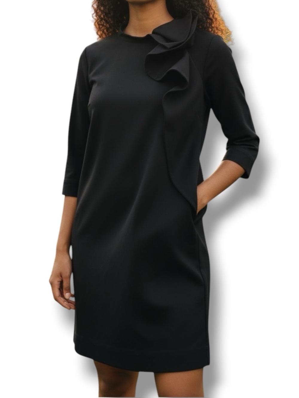 COS Cascade Ruffle Sheath Dress Zip Back Size 4
